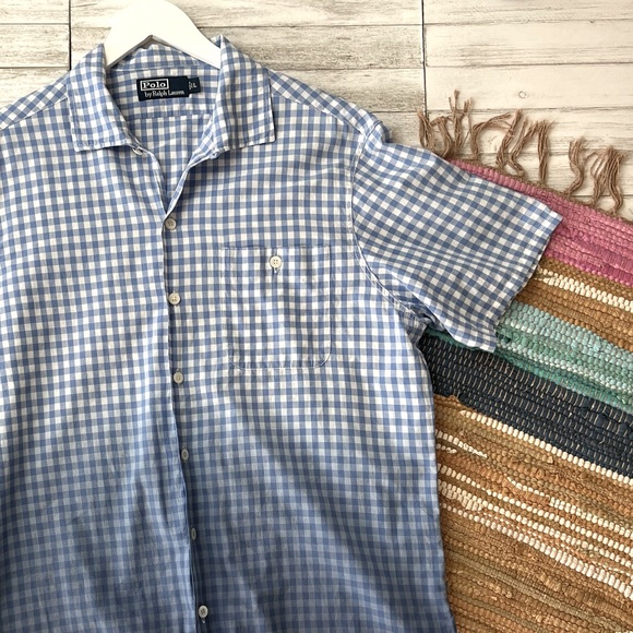 Polo by Ralph Lauren Camp Collar Ombré Gingham Plaid Shirt - Custom Dyed - Picture 4 of 15